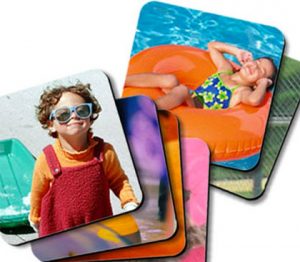 Photo Coasters - These photo coasters make a perfect conversation piece in your home or dorm. Select the photo of your choice, a silly phrase for under your glass or a design of your choice to put on your coasters.