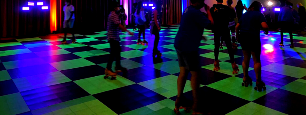 Example of glowing portable roller rink