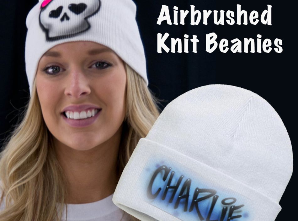 airbrushed knit beanies